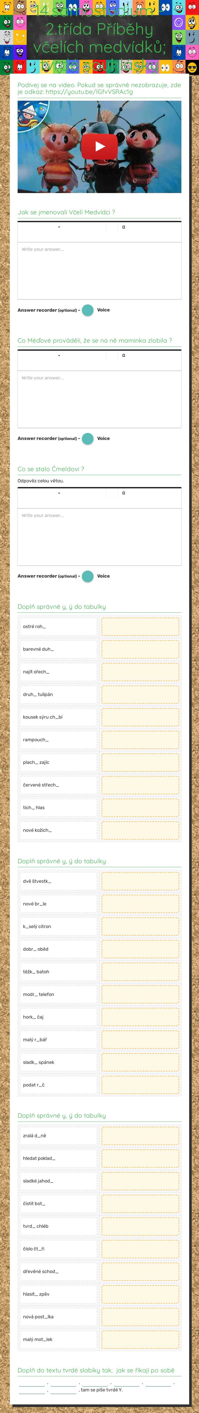 14.samostudium - 2.třída
Příběhy včelích medvídků; tvrdé souhlásky worksheet preview image