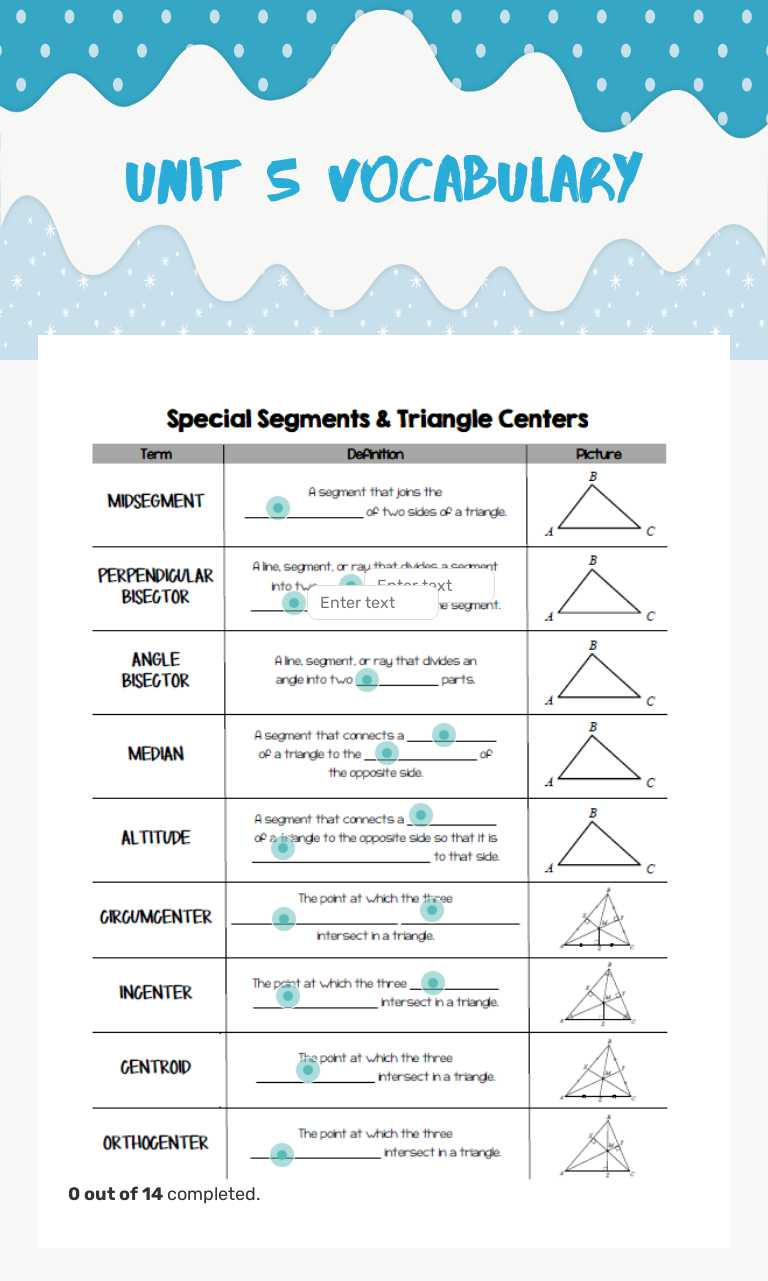 Unit 5 Vocabulary worksheet preview image