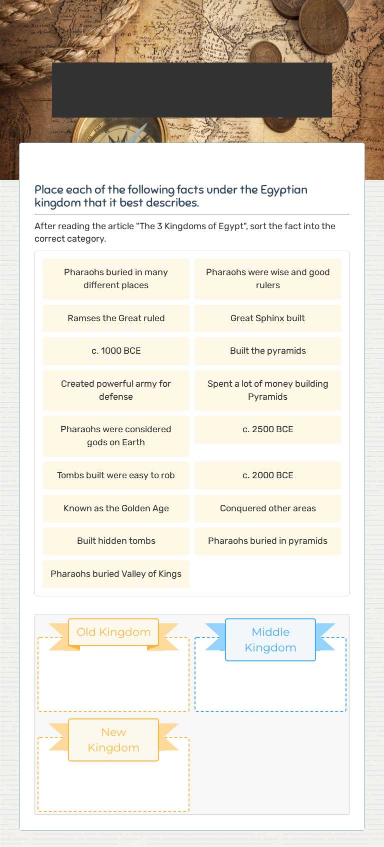 a2: The Three Kingdoms of  Egypt worksheet preview image