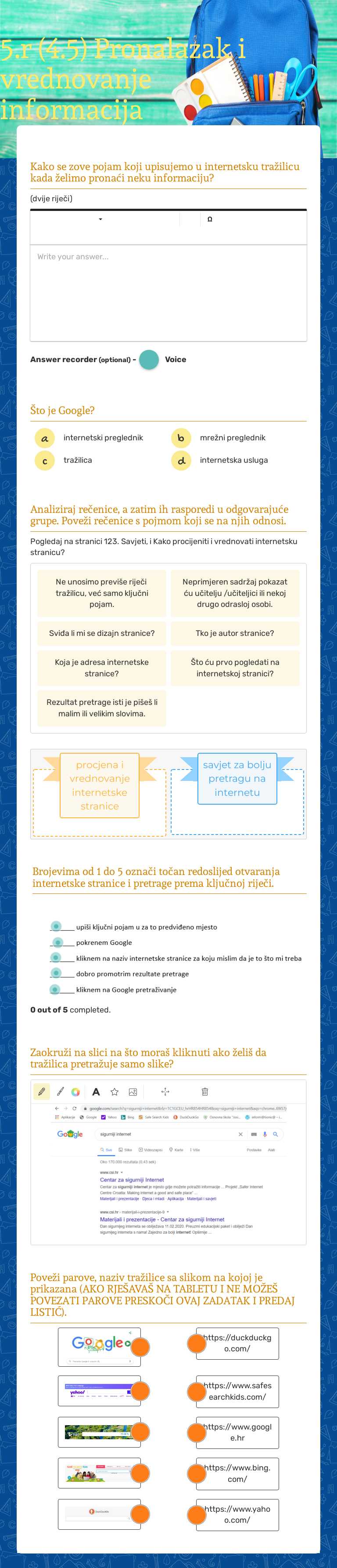 5.r (4.5) Pronalazak i vrednovanje informacija worksheet preview image