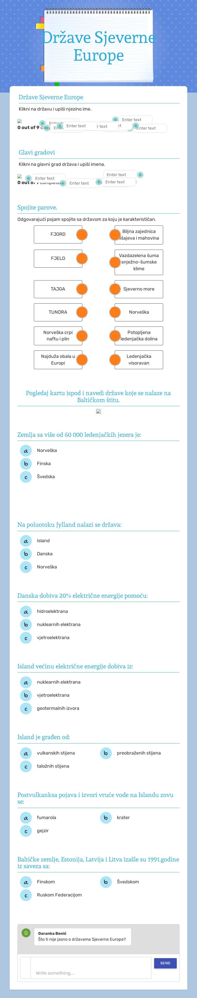 Države Sjeverne Europe Grade 7 worksheet preview