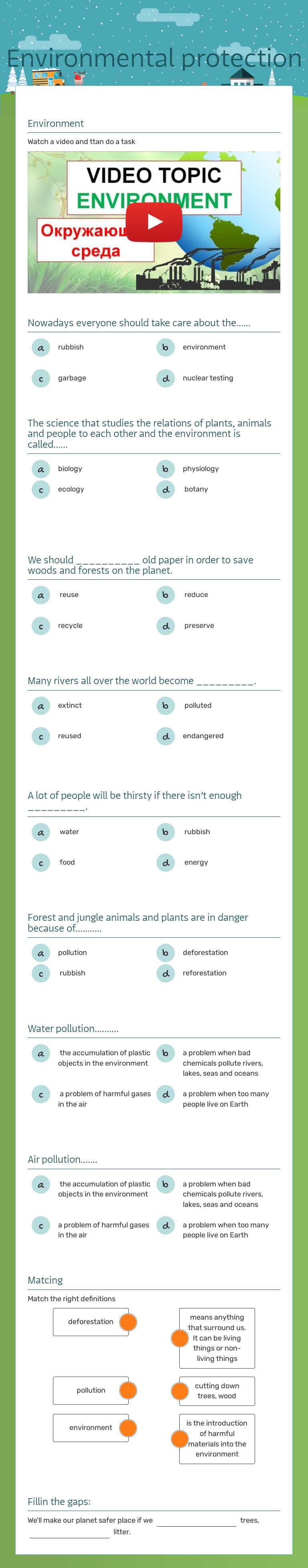 Environmental protection worksheet preview image