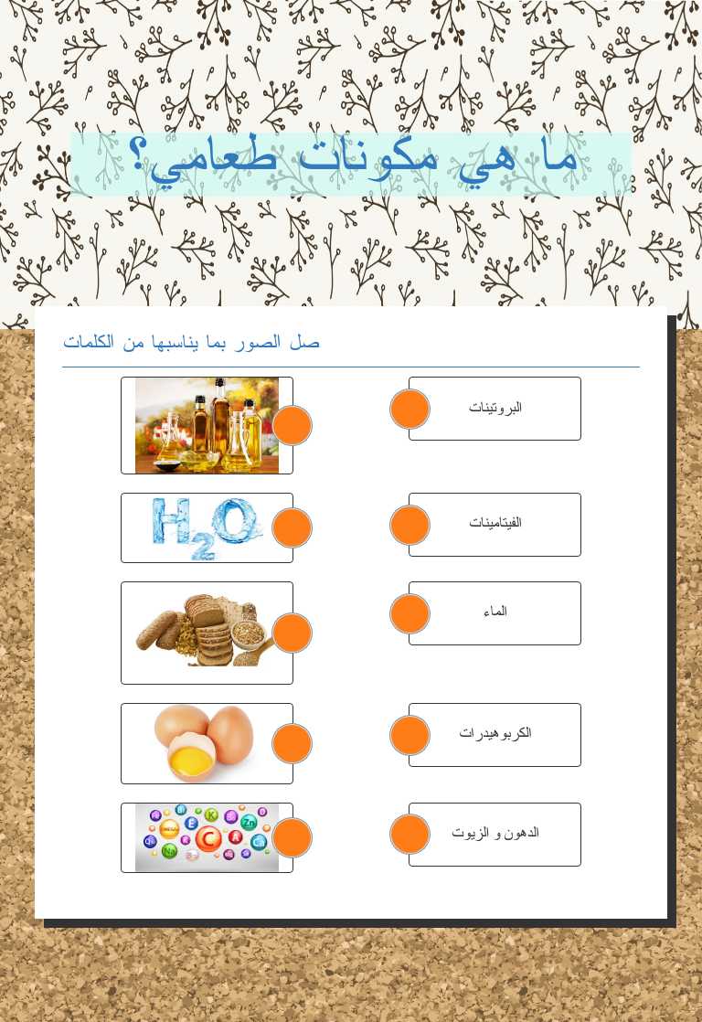 ما هي مكونات طعامي؟ worksheet preview image