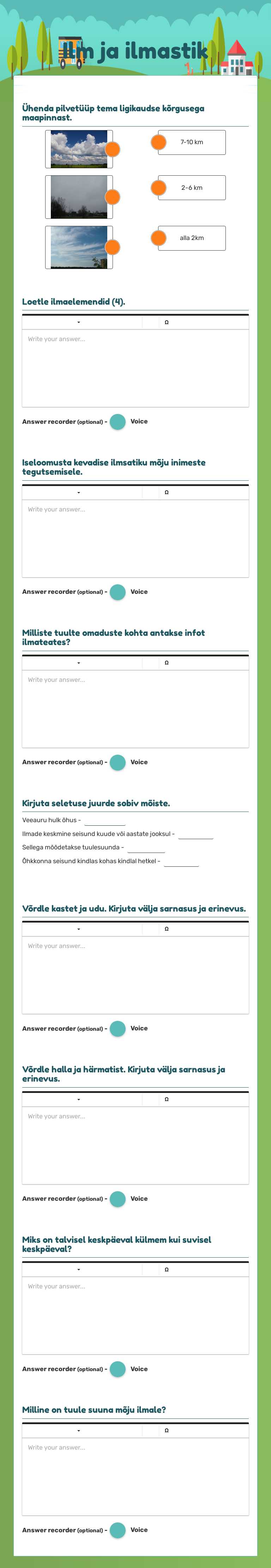 Ilm ja ilmastik worksheet preview image