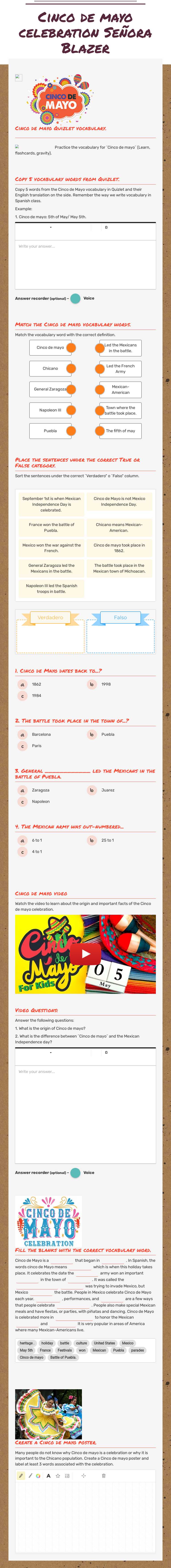 Cinco de mayo celebration
Señora Blazer Grade 5 worksheet preview