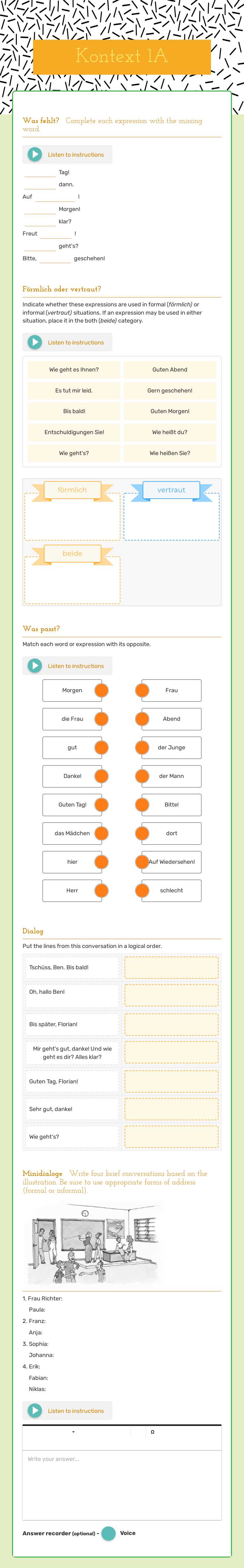Kontext 1A worksheet preview image