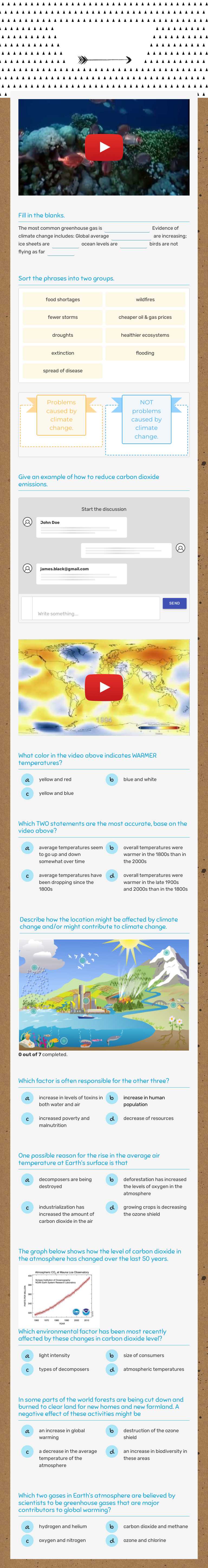 Climate Change worksheet preview image