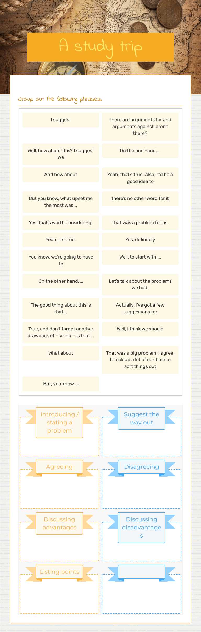 A study trip worksheet preview