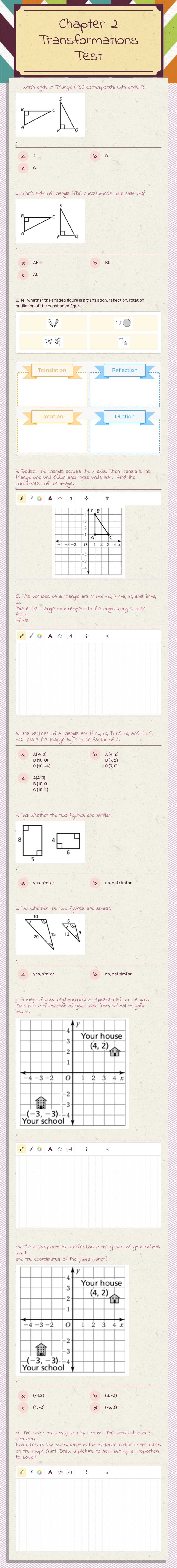 Chapter 2 Transformations Test worksheet preview image