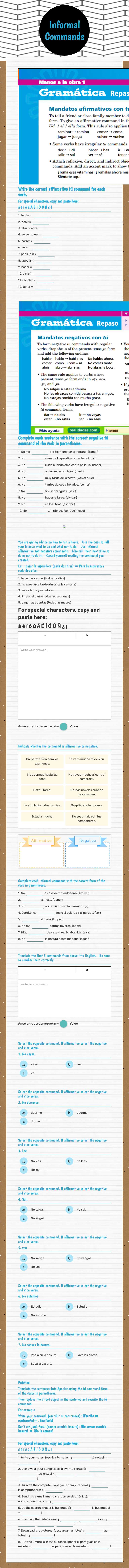 Informal Commands worksheet preview image