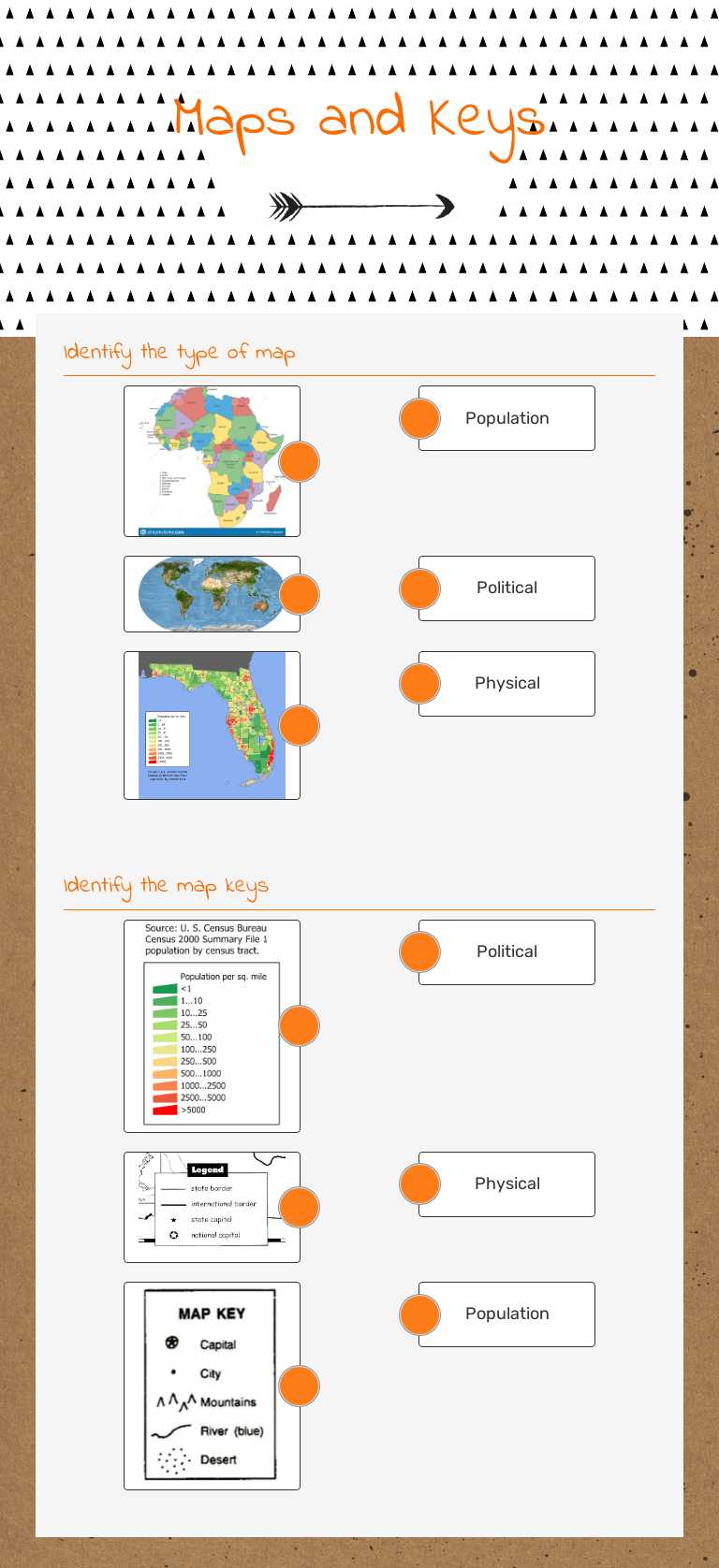 Maps and Keys worksheet preview image