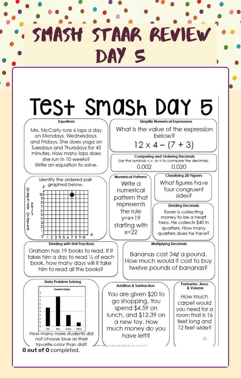 SMASH STAAR Review Day 5 Grade 5 worksheet preview