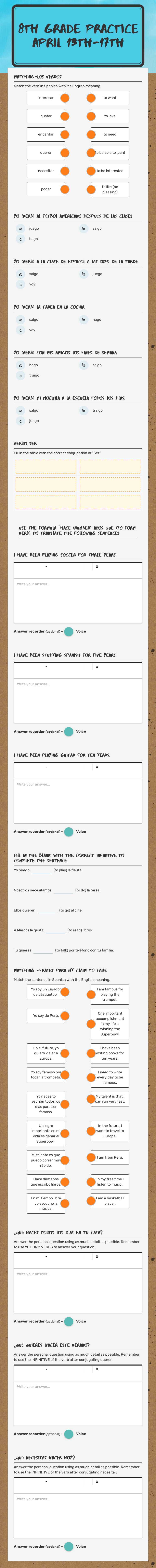 8th Grade Practice April 13th-17th worksheet preview image