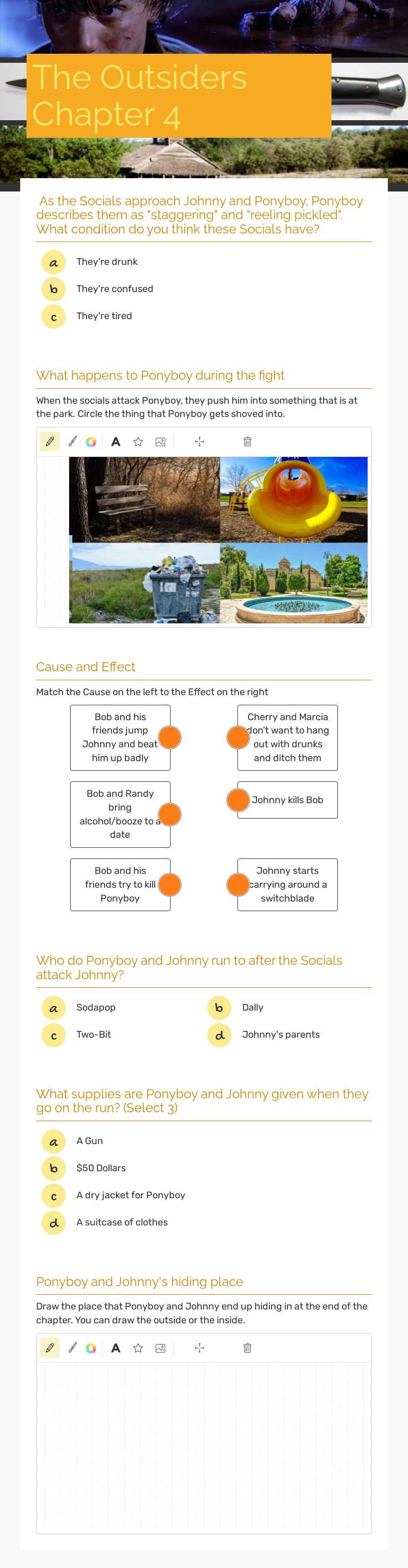 The Outsiders Chapter 4 worksheet preview image