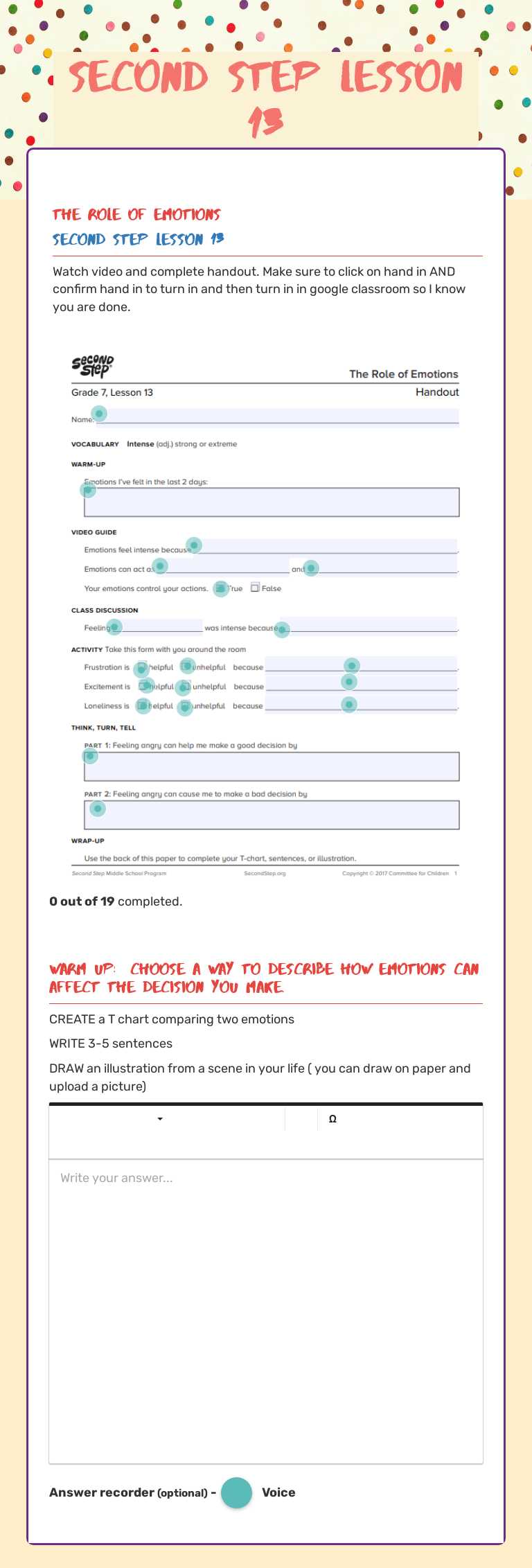 second step    Lesson 13 worksheet preview image