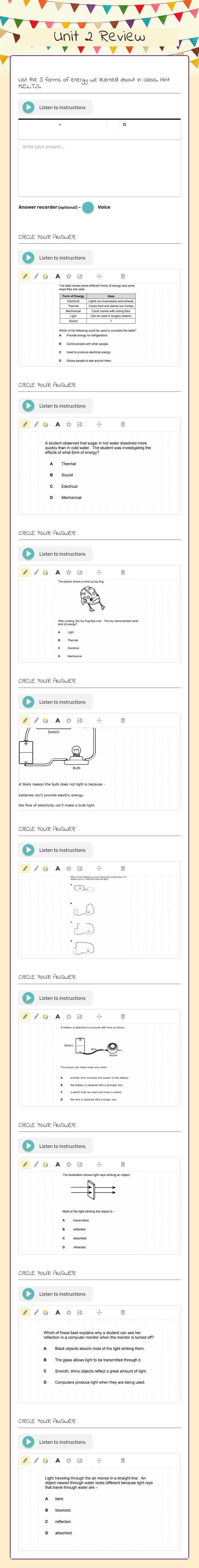 Unit 2 Review Grade 5 worksheet preview