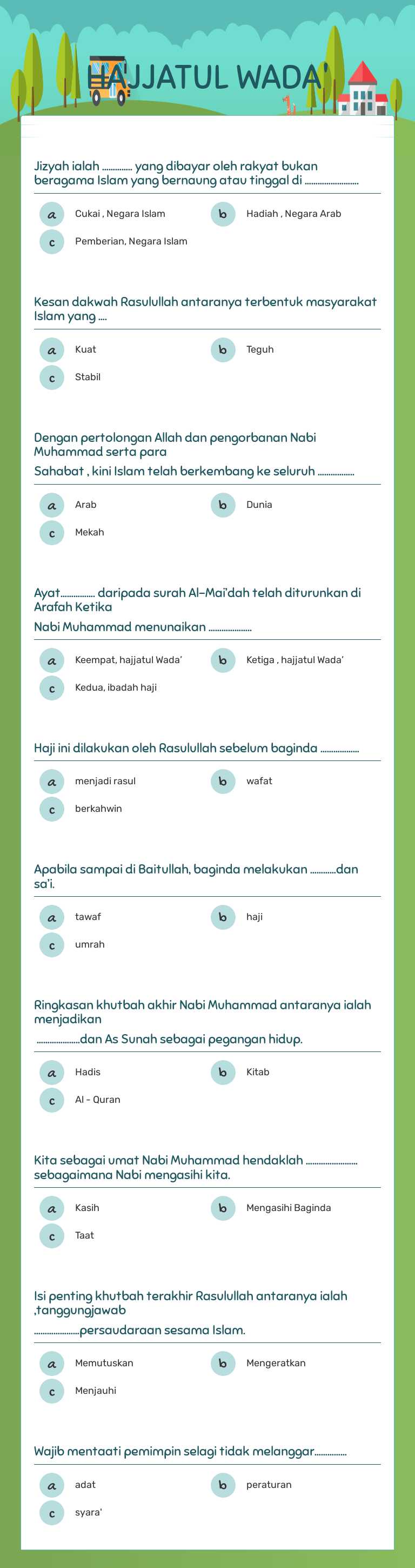 HAJJATUL WADA' worksheet preview image