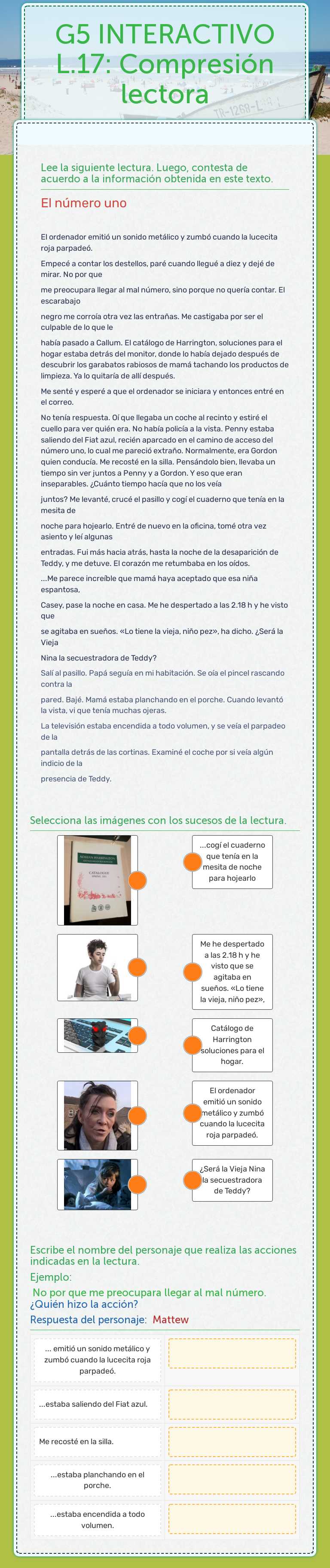 G5 INTERACTIVO L.17: Compresión lectora worksheet preview image