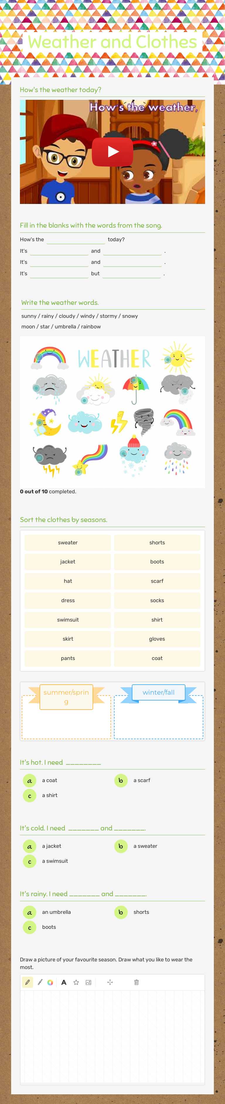 Weather and Clothes worksheet preview image