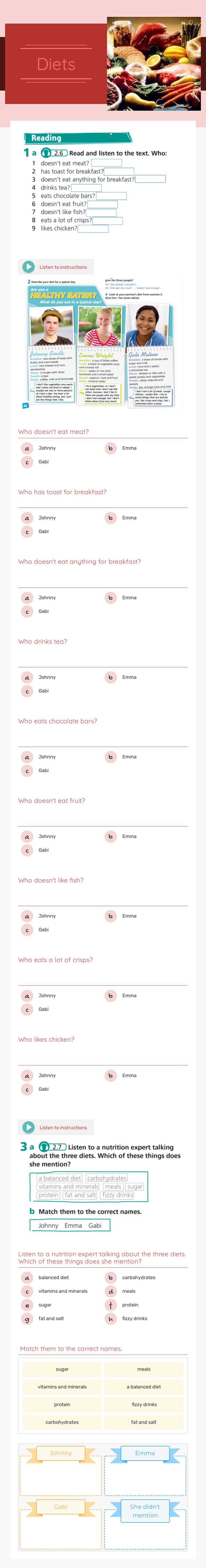 Diets worksheet preview image