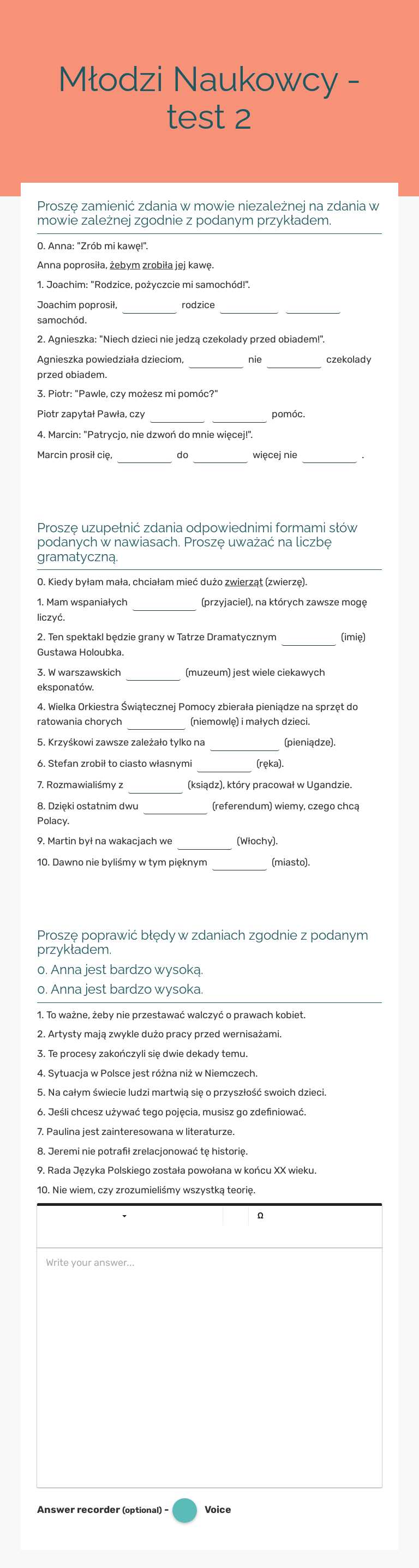 Młodzi Naukowcy - test 2 worksheet preview