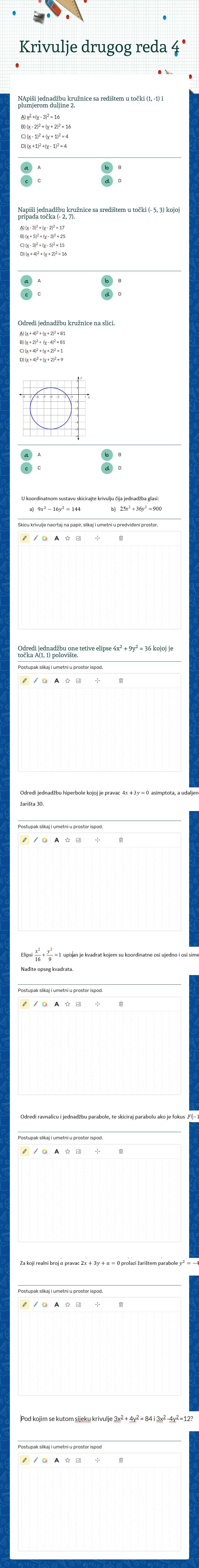 Krivulje drugog reda 4 worksheet preview image
