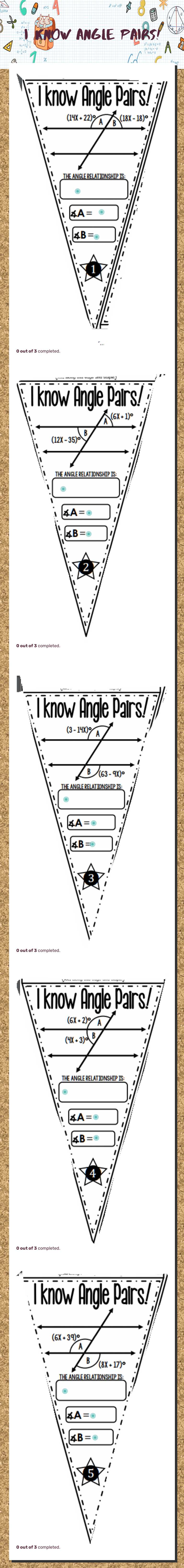 I know Angle Pairs! Grade 8 worksheet preview