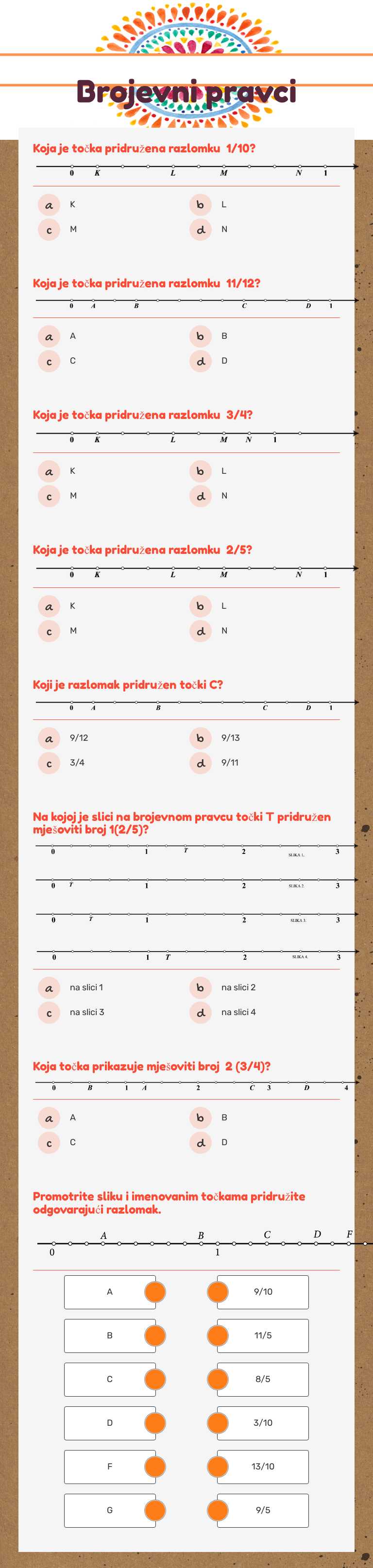 Brojevni pravci worksheet preview image