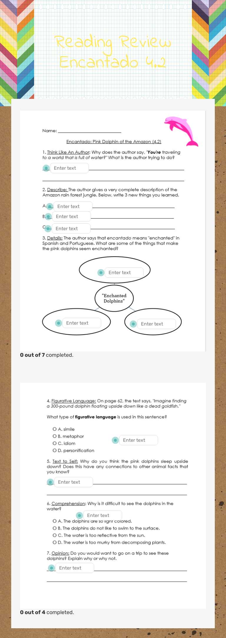 Reading Review Encantado 4.2 worksheet preview image