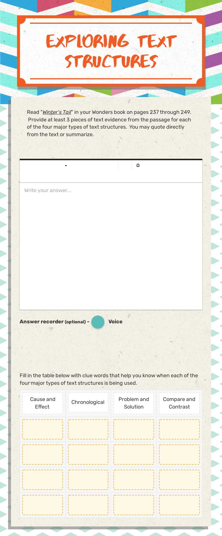 EXPLORING TEXT
STRUCTURES worksheet preview image