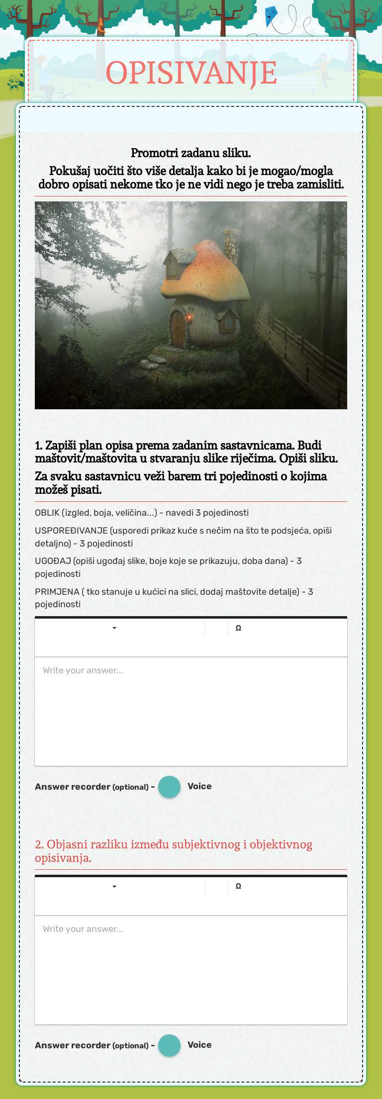OPISIVANJE worksheet preview image