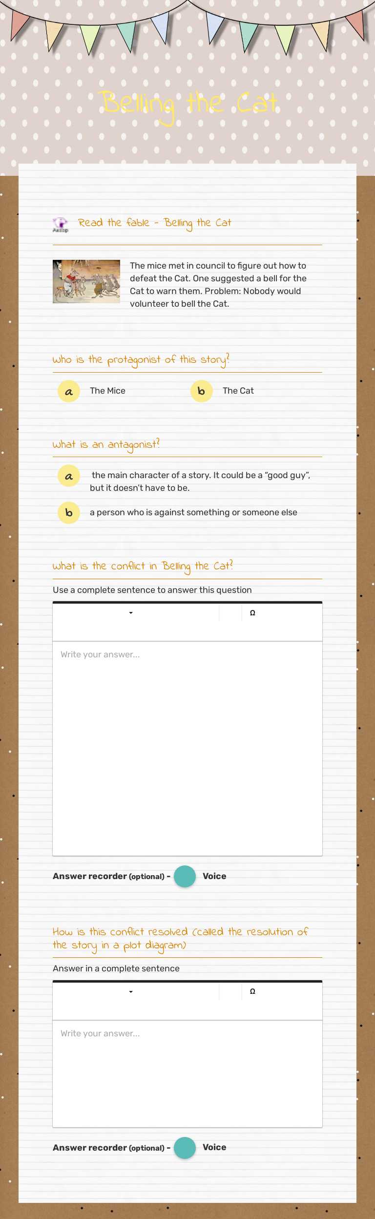 Belling the Cat Grade 7 worksheet preview