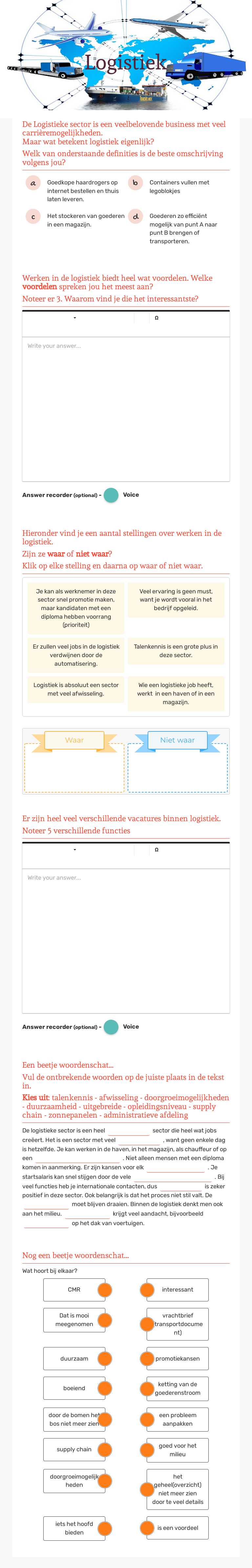 Logistiek worksheet preview image