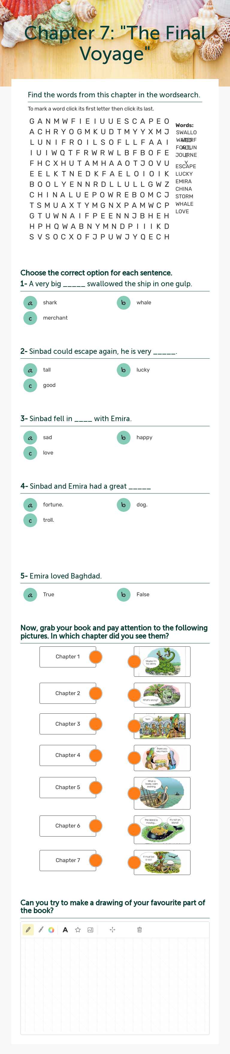 Chapter 7: "The Final Voyage" Grade 3 worksheet preview