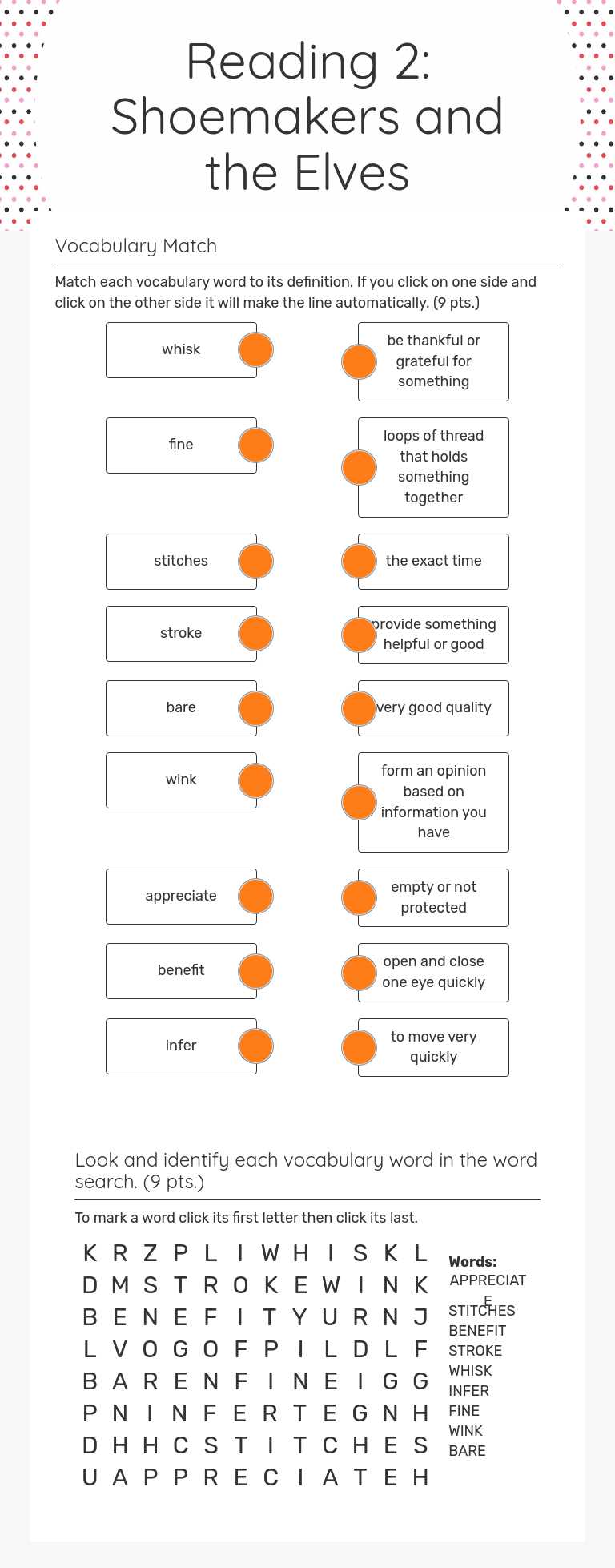 Reading 2: Shoemakers and the Elves worksheet preview image