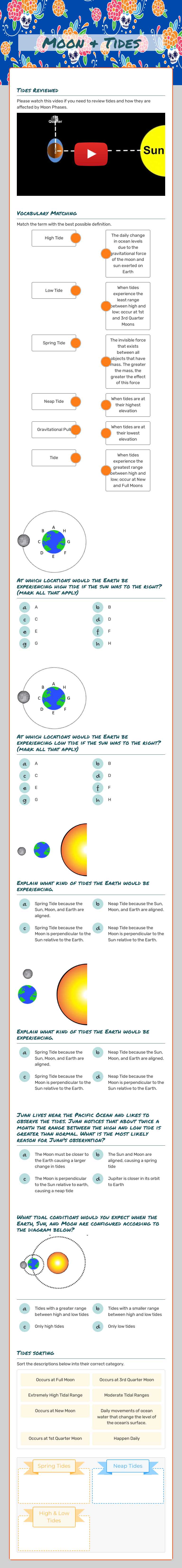 Moon & Tides worksheet preview image