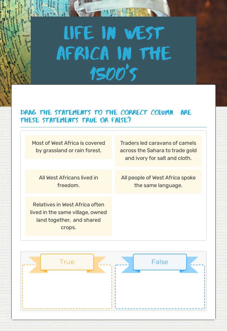 Life in West Africa in the 1500's worksheet preview image