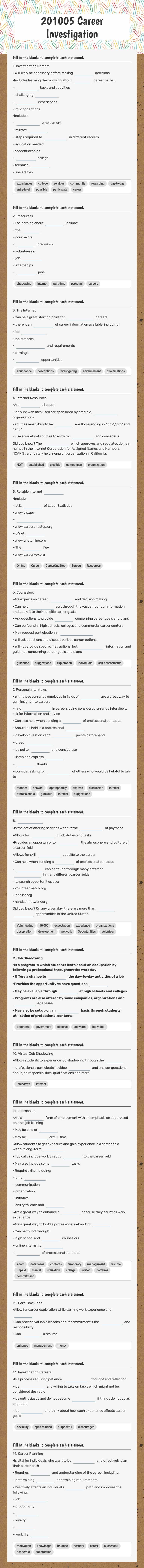 201005 Career Investigation worksheet preview image