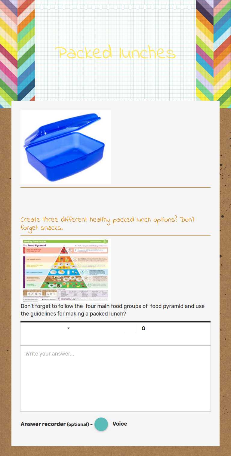 Packed  lunches worksheet preview image