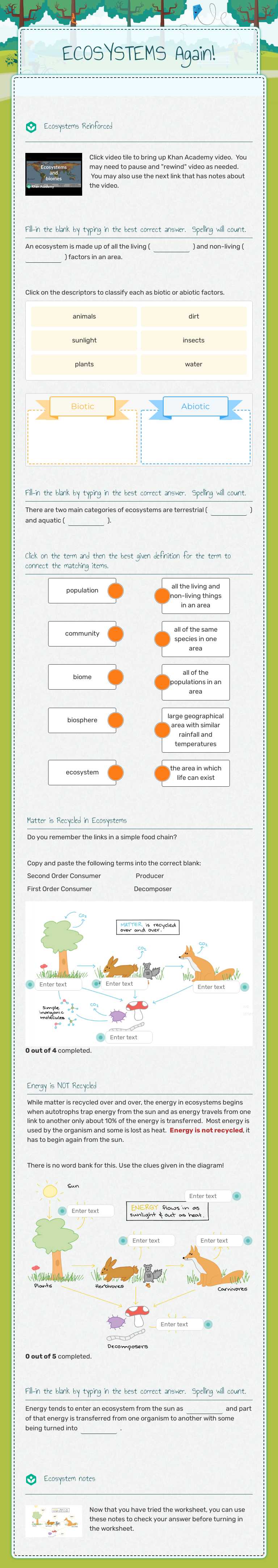 ECOSYSTEMS Again! worksheet preview image