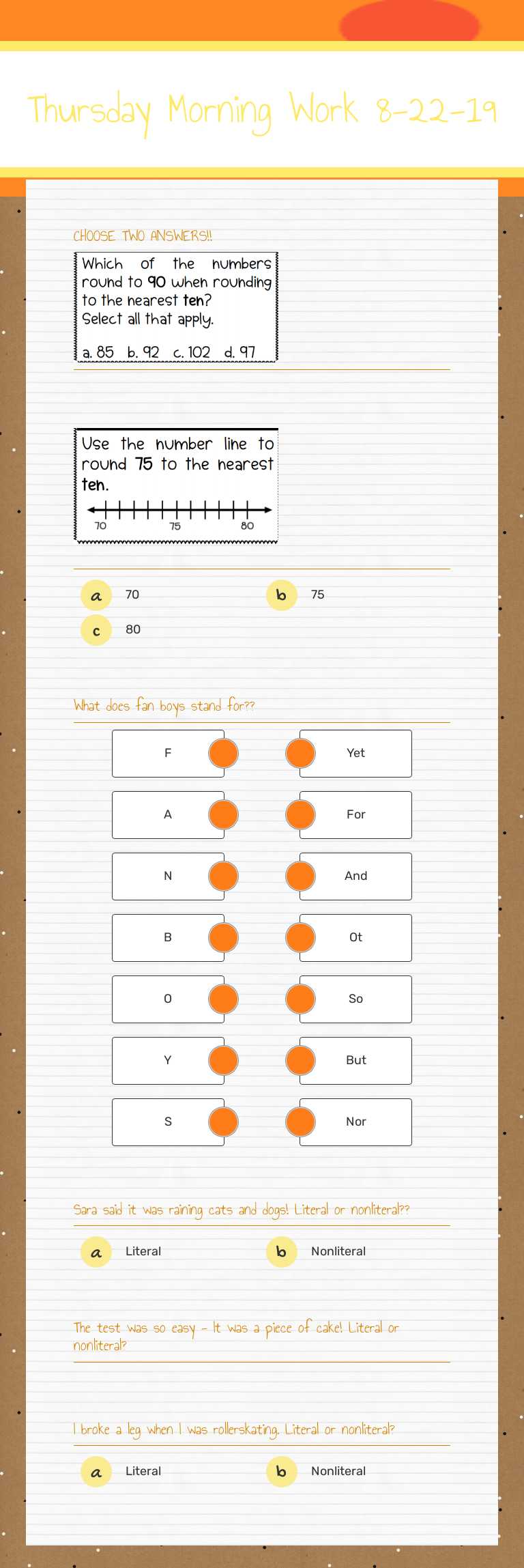 Thursday Morning Work 
8-22-19 worksheet preview image