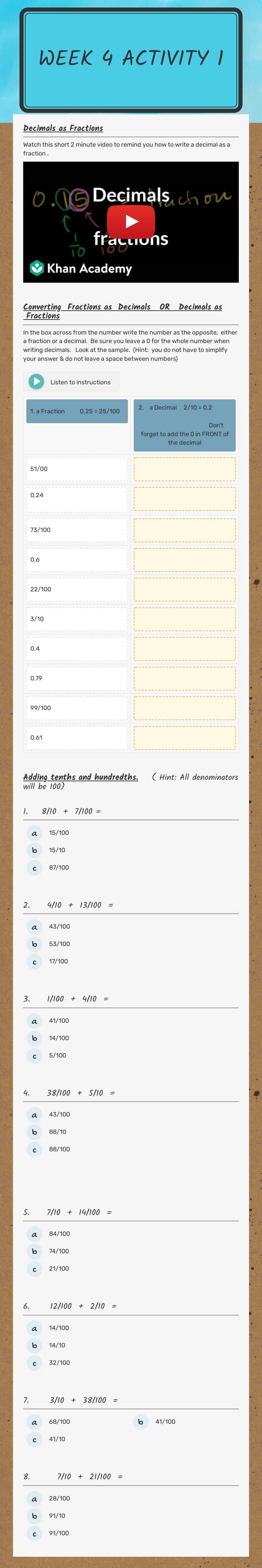 Week 4  Activity 1 worksheet preview image