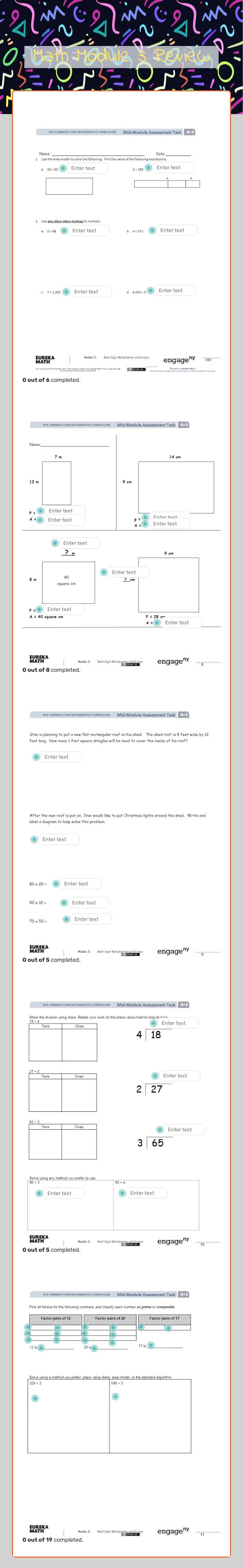 Math Module 3 Review worksheet preview image