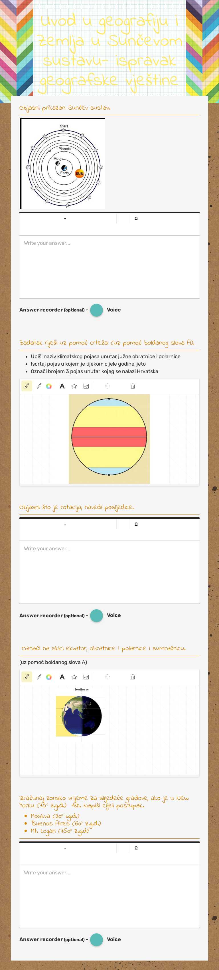 Uvod u geografiju i Zemlja u Sunčevom sustavu- ispravak geografske vještine worksheet preview image
