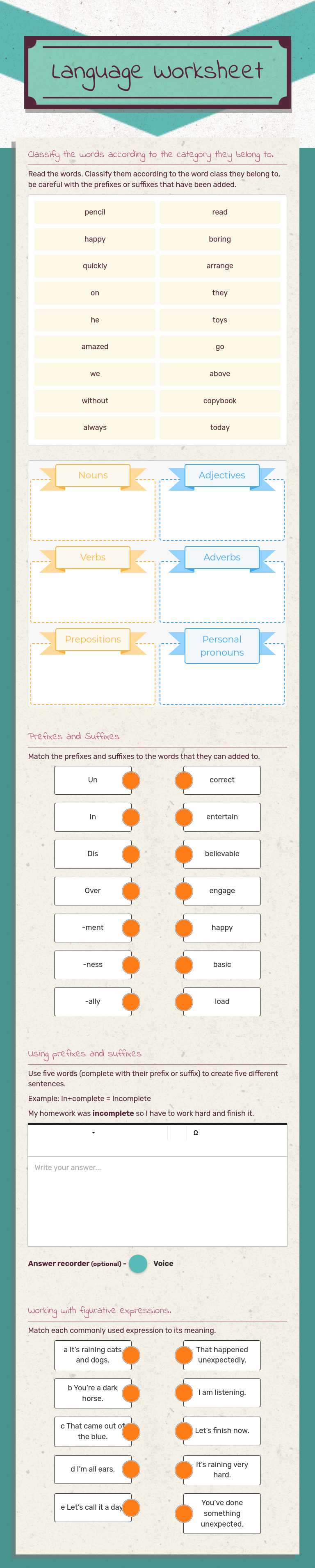 Language Worksheet worksheet preview image