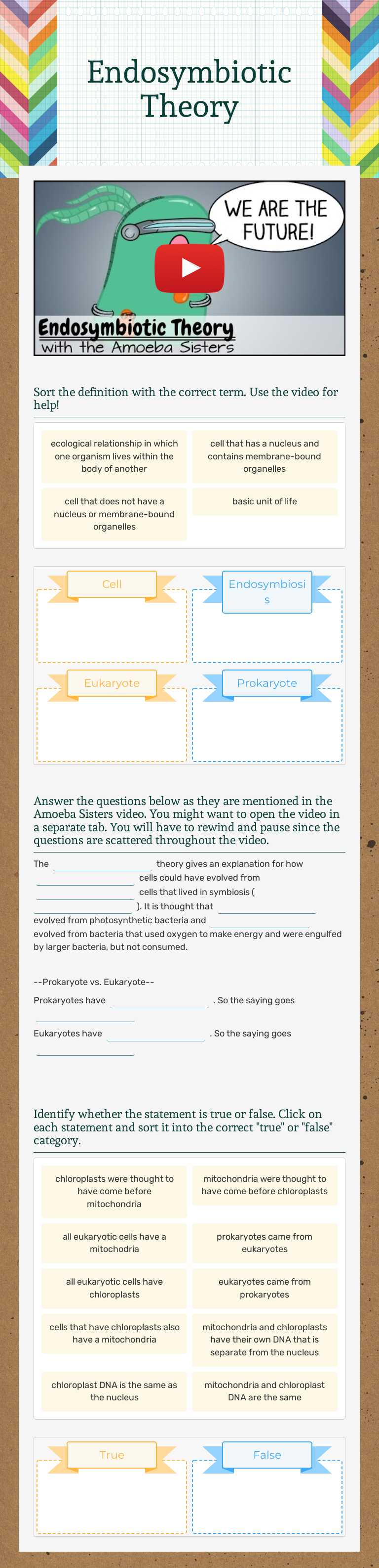Endosymbiotic Theory worksheet preview image