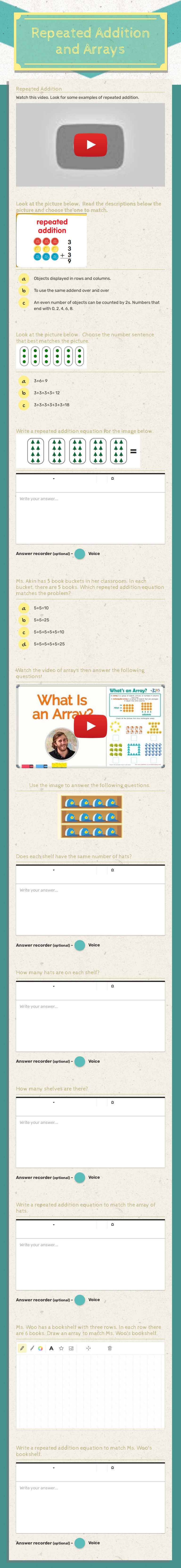 Repeated Addition
and
Arrays worksheet preview image