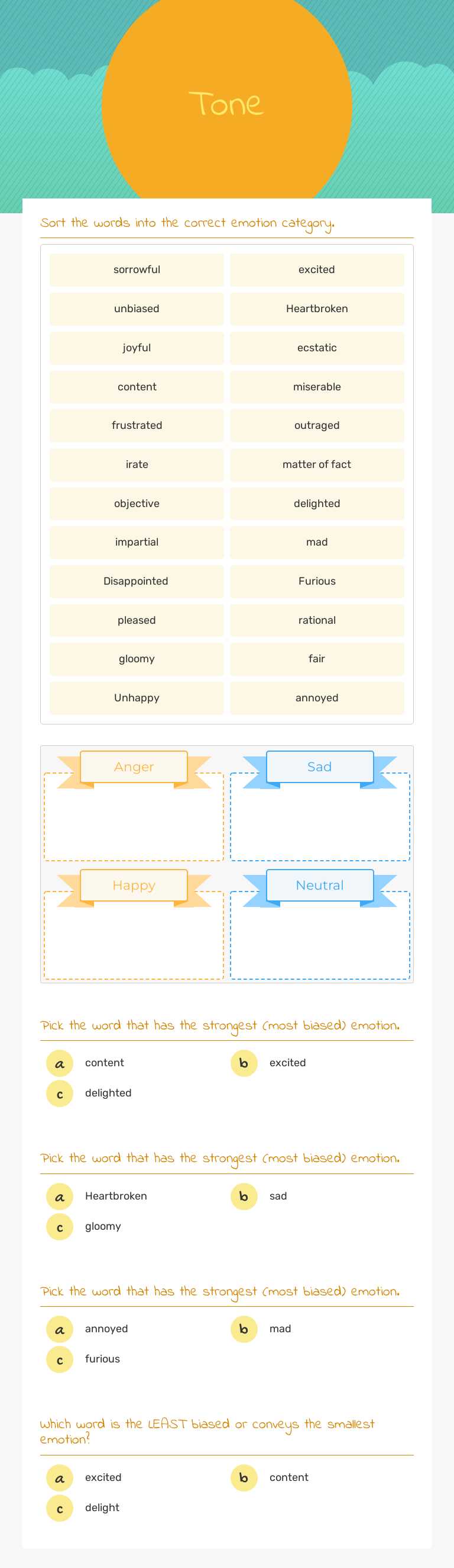 Tone worksheet preview image