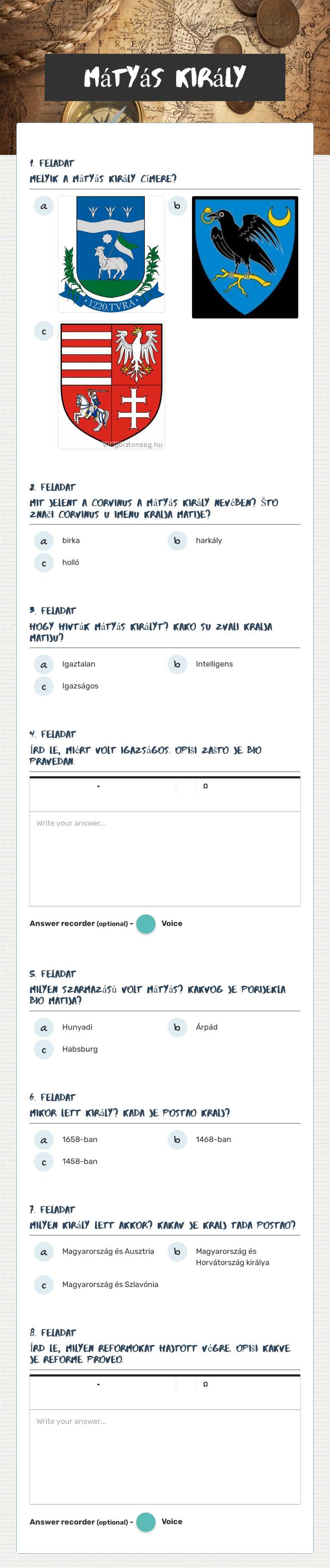mátyás király worksheet preview image