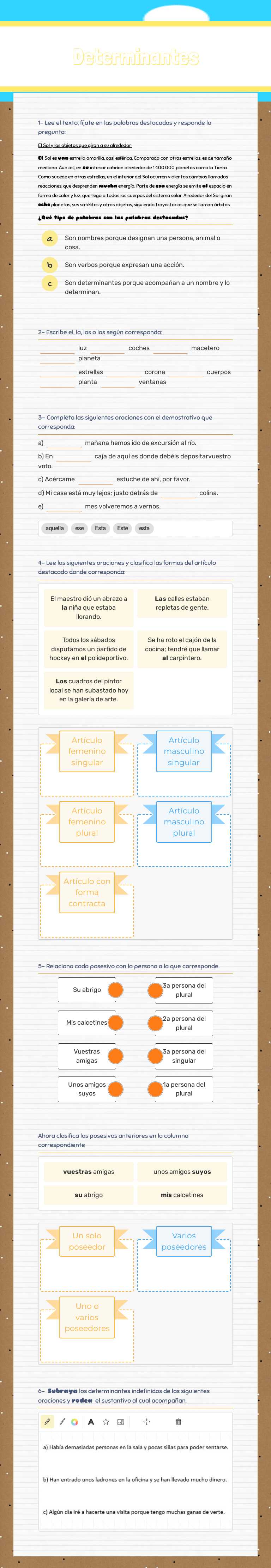 Determinantes worksheet preview image